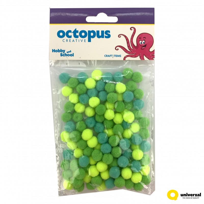 DEKORATIVNE POM POM LOPTICE 10mm 120kom ZELENE UNL-2415 OCTOPUS 